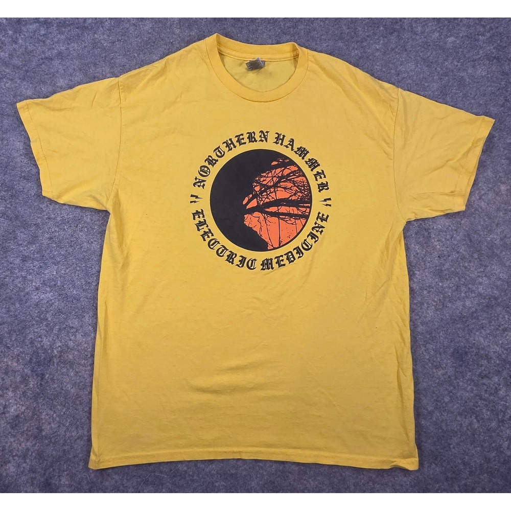 Northern Hammer Electric Medicine Band T-Shirt Yellow Mens Large Short Sleeve